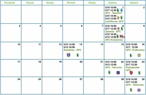 Program zápasov na apríl U19 U17 U15 U13
