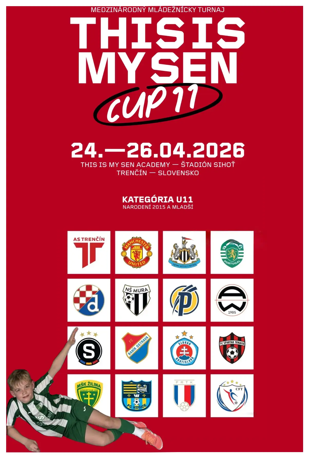 Hráč U11 Nikolas Orsava v drese výberu TN kraja