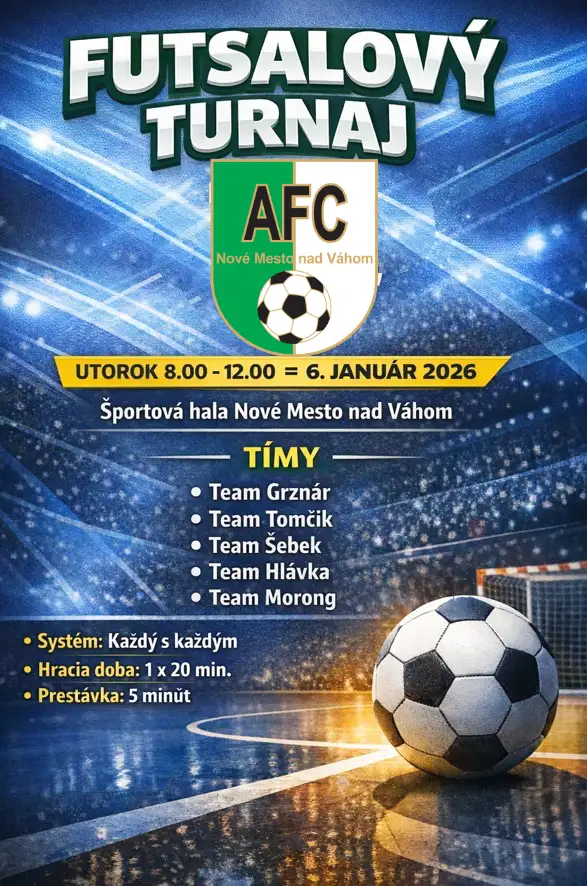 Pozvánka na futsalový turnaj detí a rodičov AFC